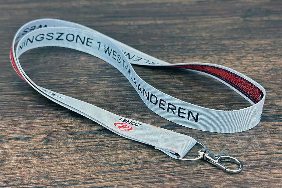 witte twill geweven lanyards voor Hulpverleningsszone 1 West-Vlaanderen
